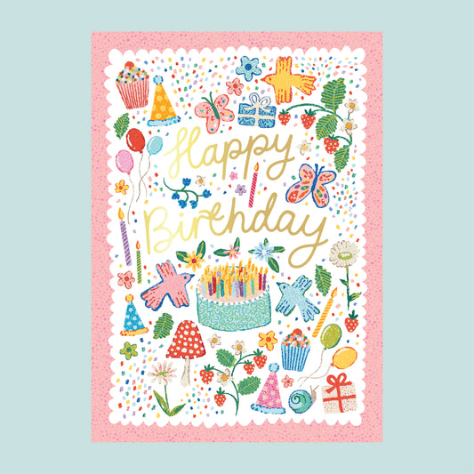 Happy Birthday Greeting Card 'Garden Party'