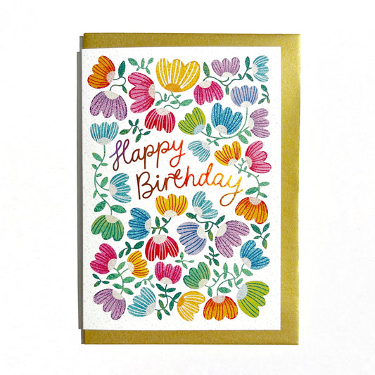 Happy Birthday Greeting Card 'Art Flora'