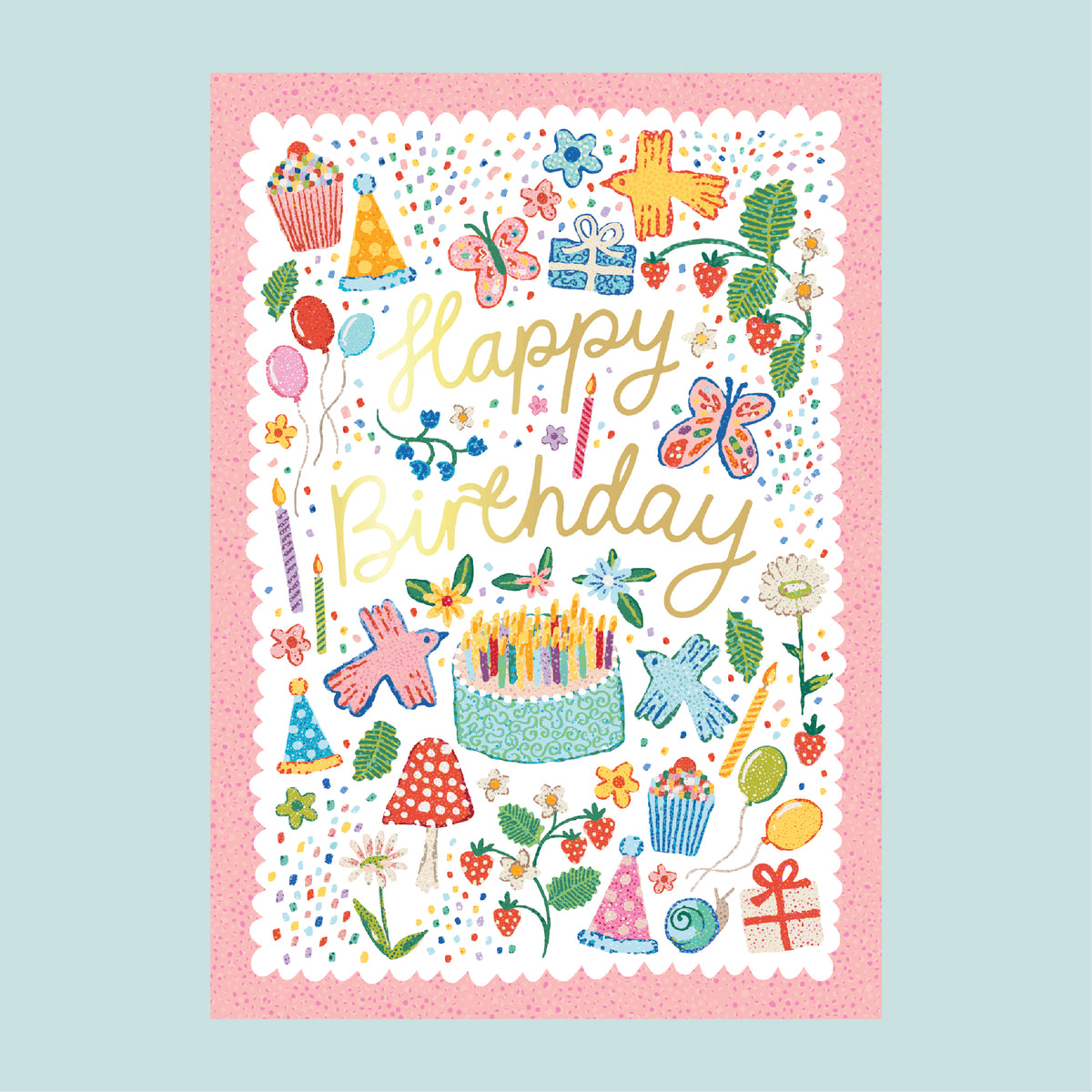 Happy Birthday Greeting Card 'Garden Party'