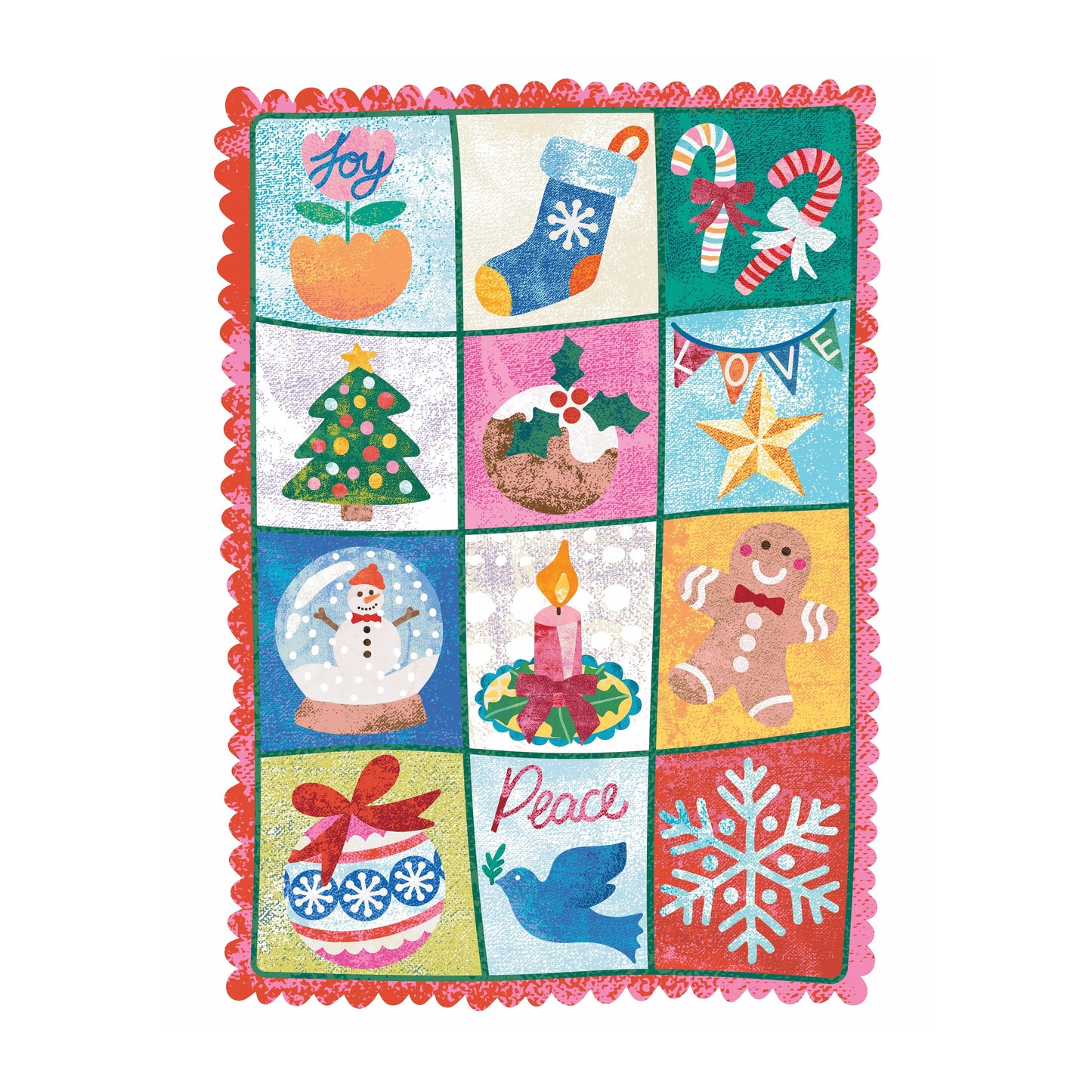 Joy Love Peace Christmas Greeting Card