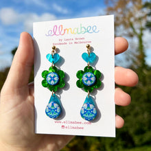 Load image into Gallery viewer, Amity Flower Drops Blue/ Green
