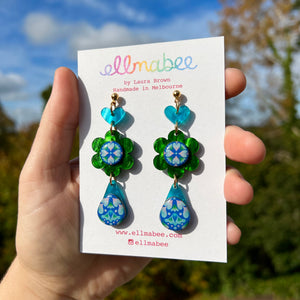 Amity Flower Drops Blue/ Green