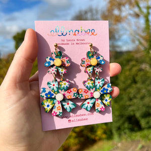 Fleur Statement Earrings Patchwork Floral