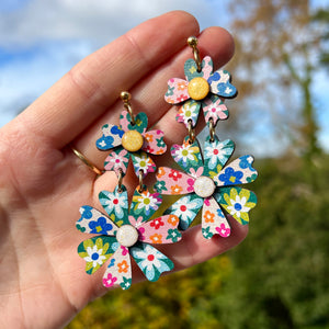 Fleur Statement Earrings Patchwork Floral