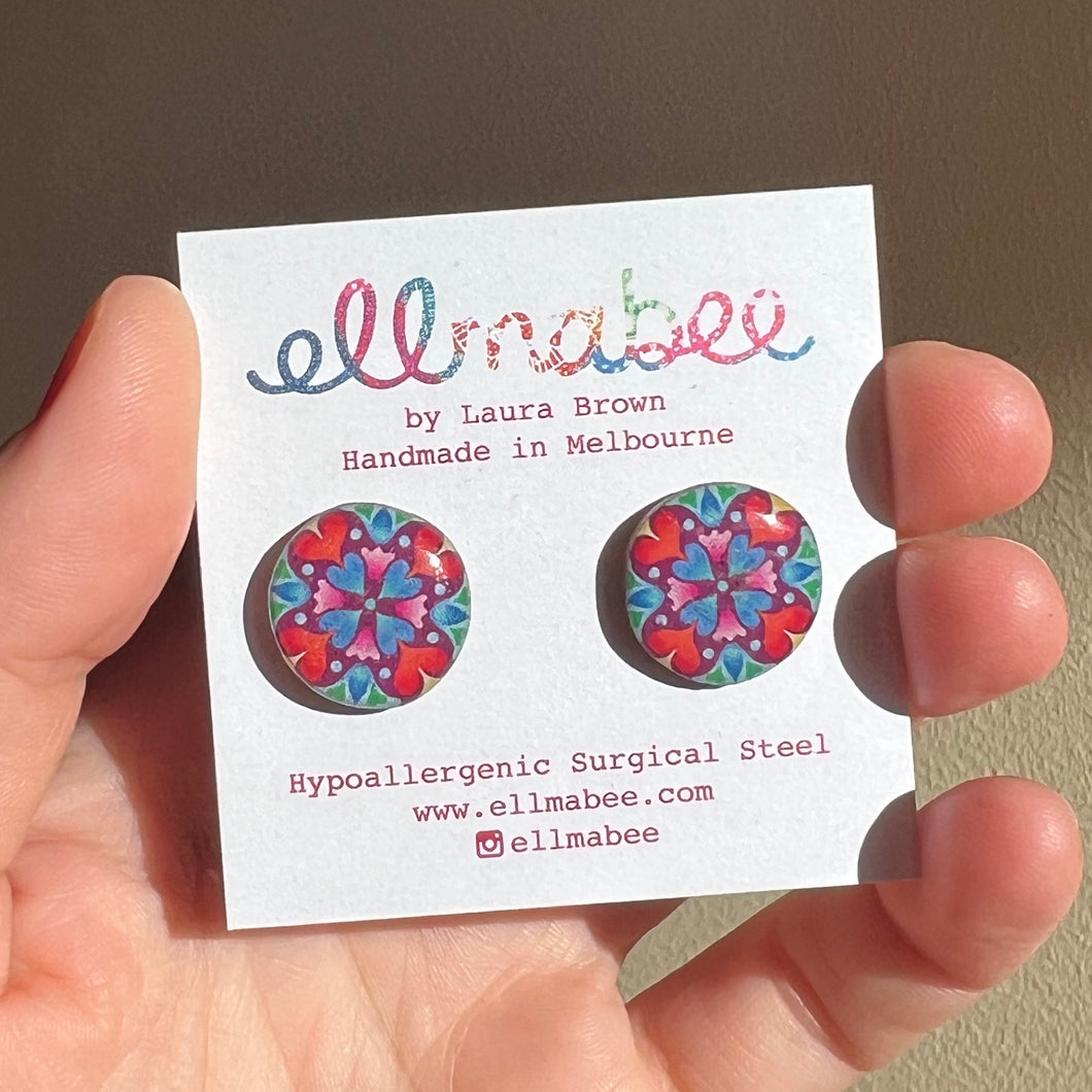 Amity Large Studs Red Tones