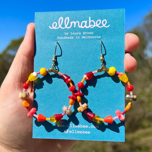 Beaded Hoop Earrings Warm Tones #2