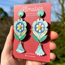 Load image into Gallery viewer, BOXING DAY SALE Art Nouveau Bloom Statement Earrings (Cerulean)
