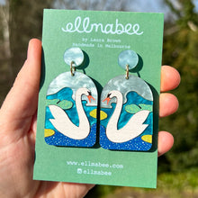 Load image into Gallery viewer, BOXING DAY SALE Art Nouveau Swans Statement Earrings
