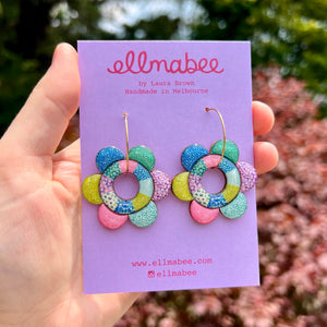 ✿ Boxing Day Sale ✿ Flower Power Hoops Cool Tones