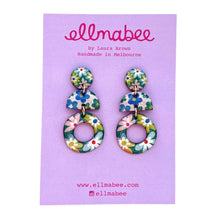 Load image into Gallery viewer, Patchwork Floral Midi Drops Green Hoops

