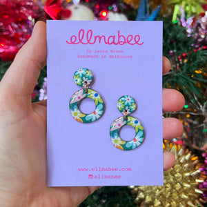 WHOLESALE Patchwork Floral Mini Hoops