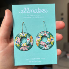 Load image into Gallery viewer, Patchwork Floral Double Hoops
