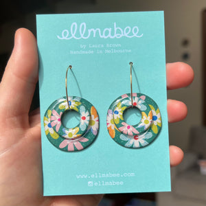 Patchwork Floral Double Hoops