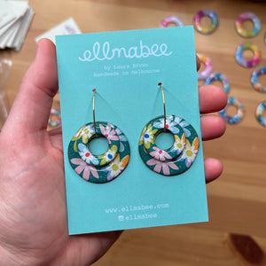 Patchwork Floral Double Hoops