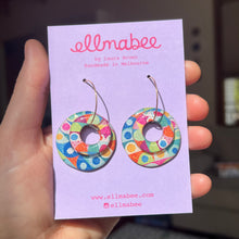 Load image into Gallery viewer, Hello Colour Double Hoops
